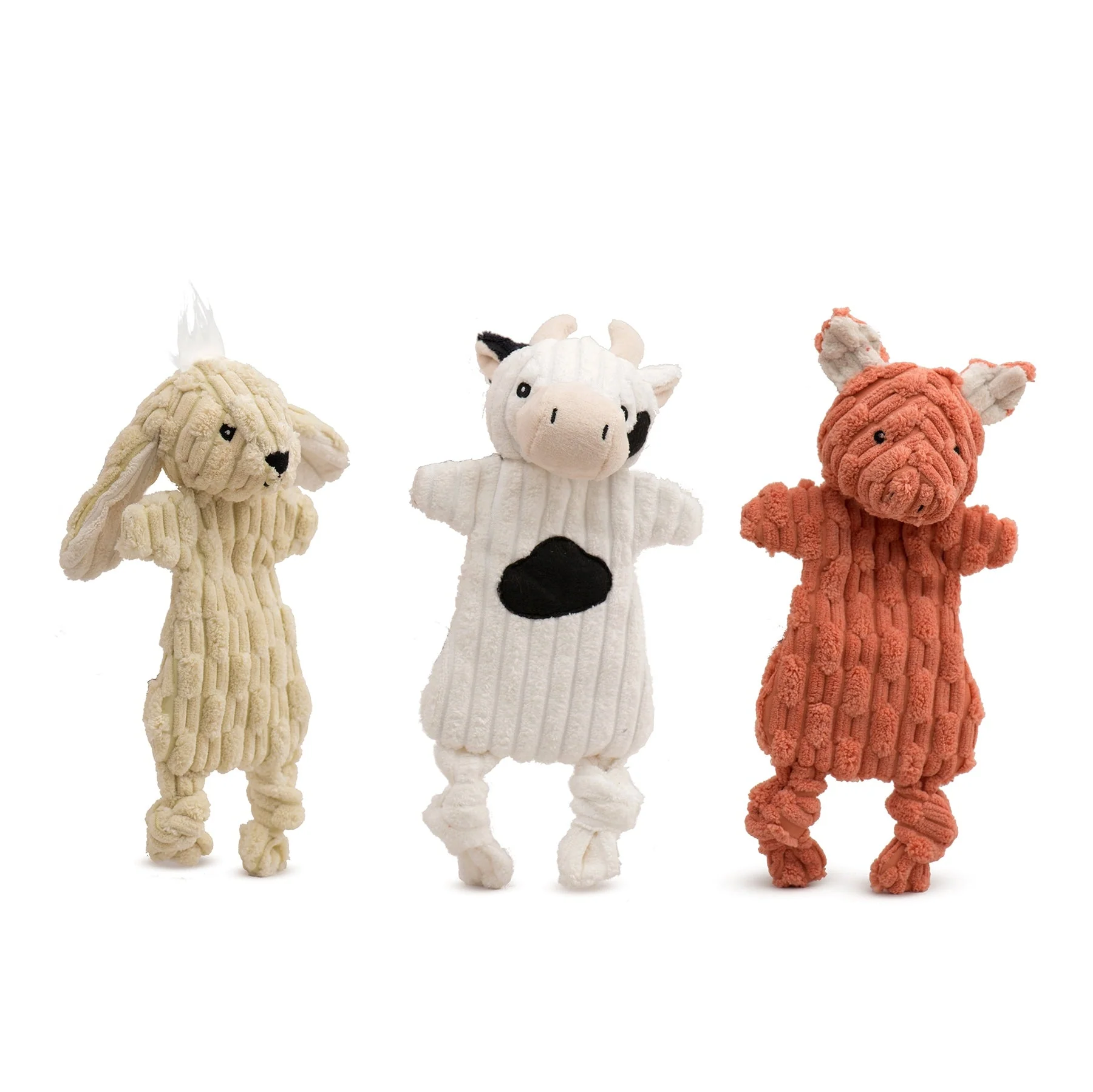 Barnyard HuggleFlatties⢠Assorted Durable Plush Dog Toys (3pk)
