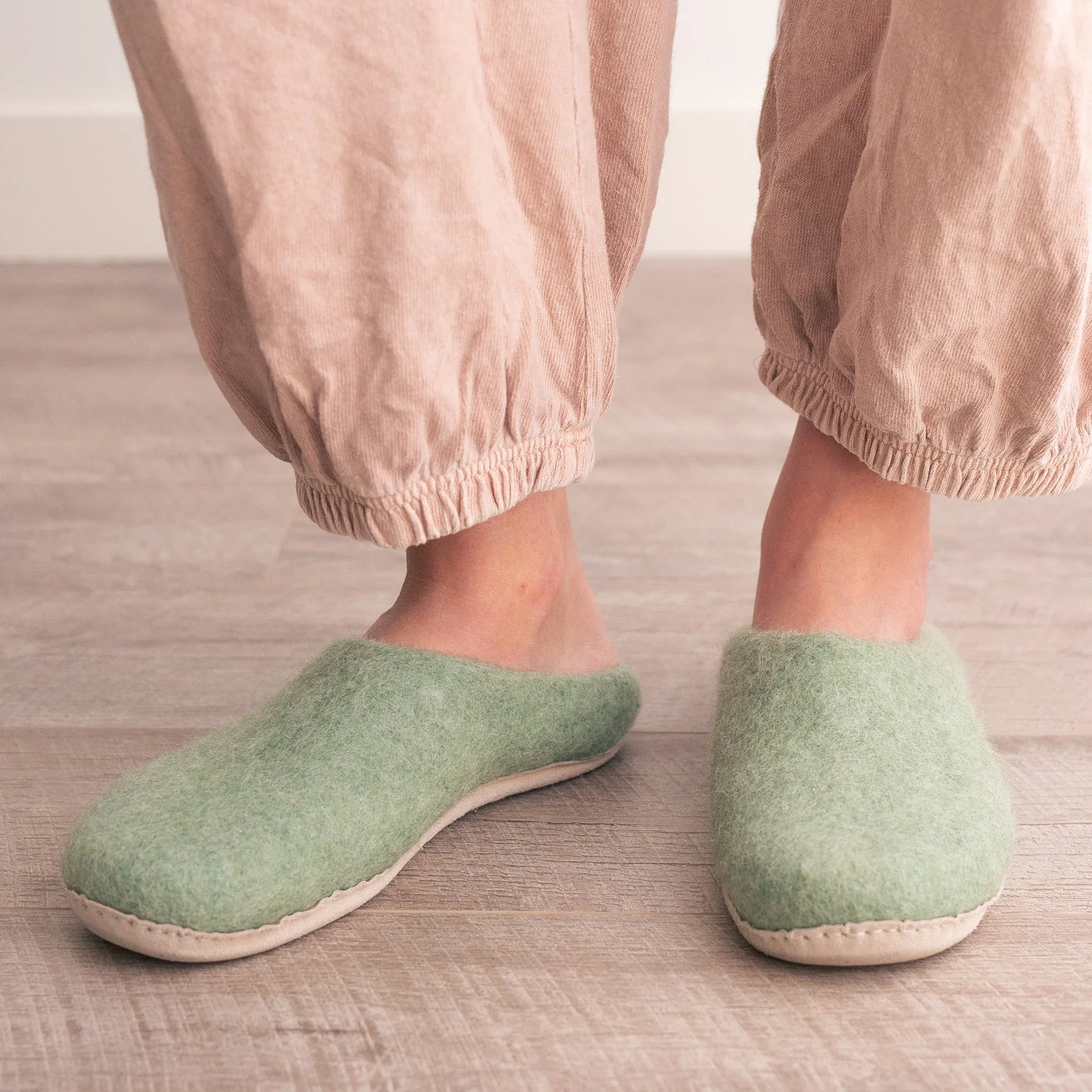 Eucalyptus Green | Luxury Organic Merino Wool Slippers - Image 2