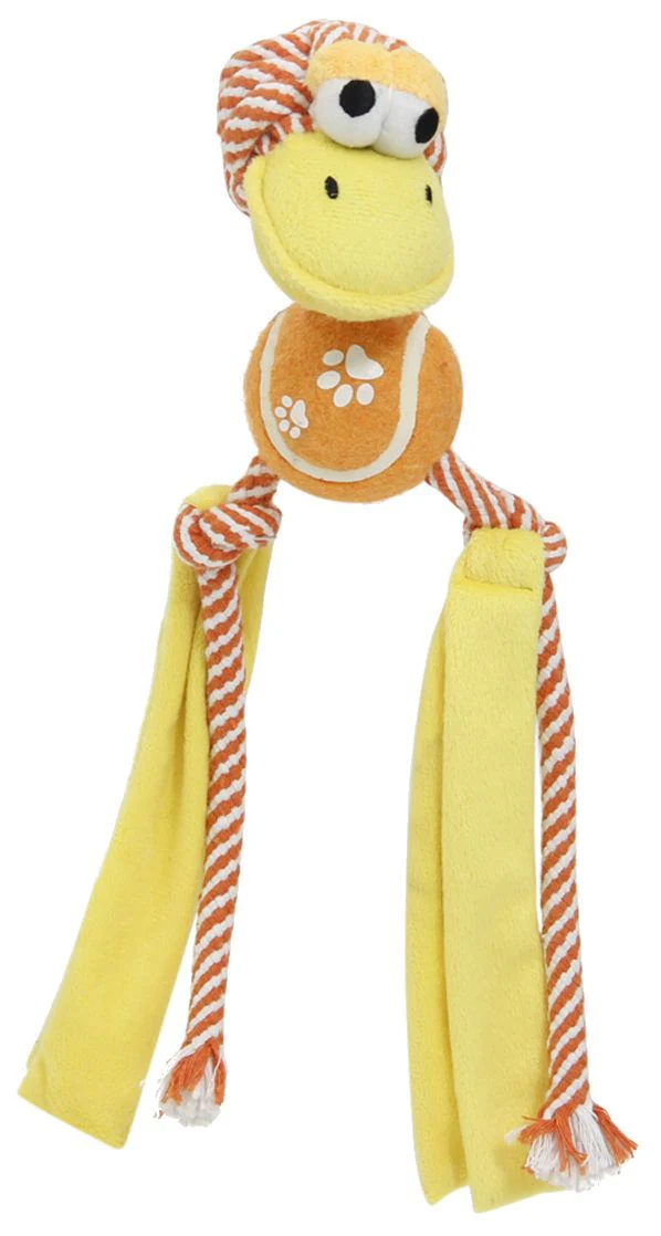 Pet Life ® 'Tennis Pawl' Rope Squeaker and Crinkle Tennis Dog Toy - Image 2